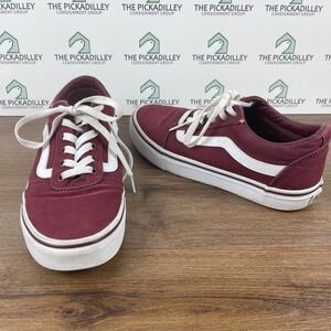 Vans Ward Low-Top Maroon/White Women's Sneakers Casual Canvas Shoes‎ Size 8